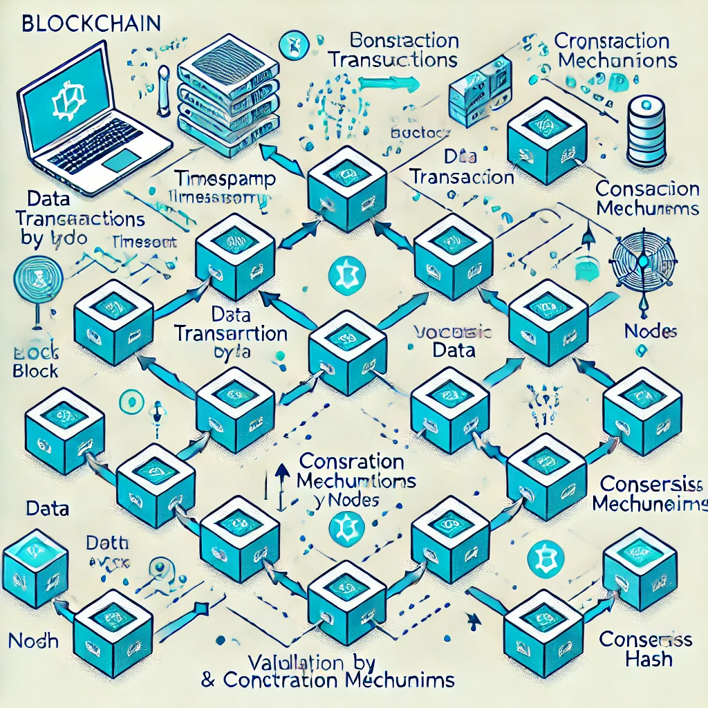 Diagram illustrating how blockchain technology works.